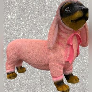 NEW! Easter Bunny Black Dachshund Dog Costume
 Resin Figure  Statue XL 20”